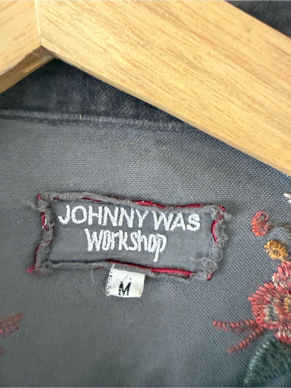 Johnny Was Charcoal Velvet Jacket with Floral Embroidered Sleeves - Picture 3 of 7
